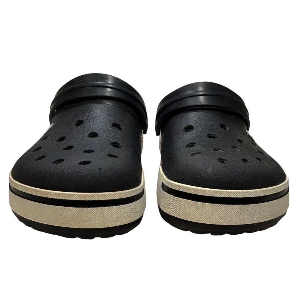 Crocs Crocband Clogs Mens 8 & Womens 10 Black White Sporty Comfort Sandals 11016